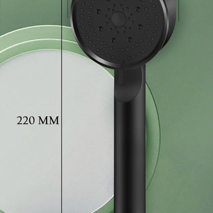 Acetap 5-Mode Round Hand Shower - Black Elegance with ABS Material - Effortless Setup Lightweight Wide Coverage Spray. (Head Only)