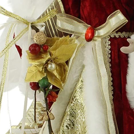 Windy Hill Collection 14" Inch Standing Red Floral Angel Christmas Tree Topper or Table Top 416570