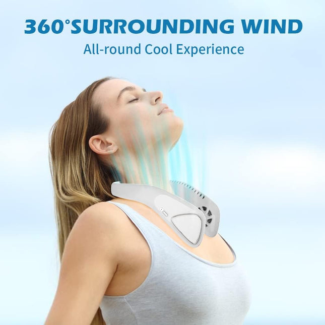 Labeol Portable Neck Fan, 6000Mah Battery Wearable Personal Neck Fan, Rechargeable Bladeless Neck Fan 360° Surrounding Wind