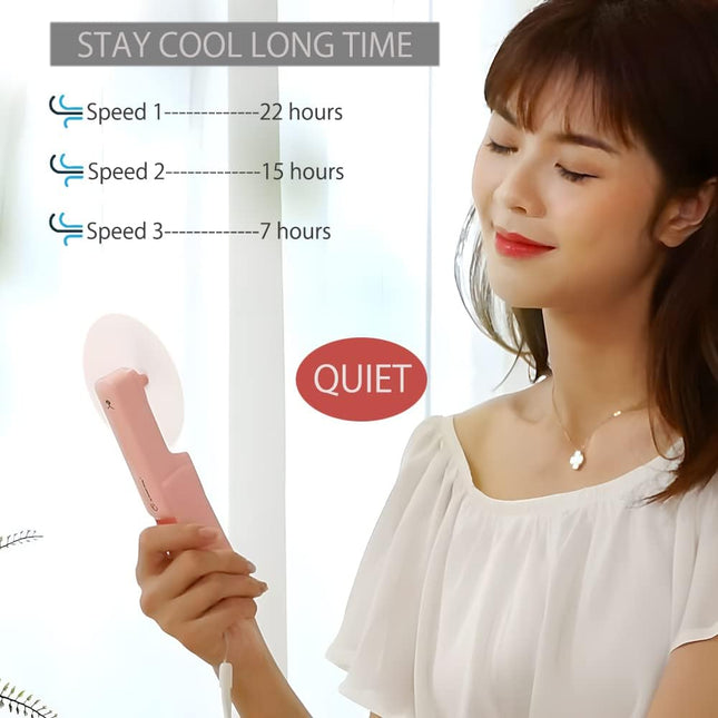 Handheld Mini Fan Rechargeable 3 In 1 Usb Fans, Battery Operated Small Personal Portable Fan For Travel 3 Speeds, Hand Held Fans