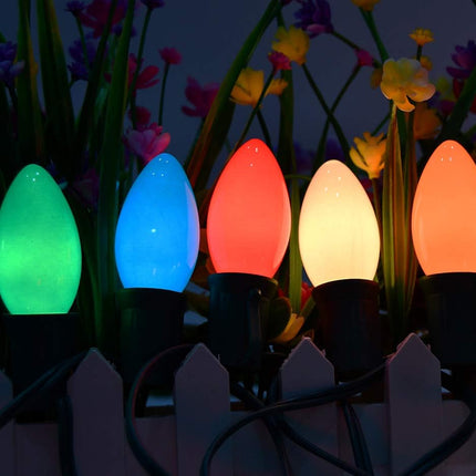 25 Pack C9 Multicolor Christmas Light Bulbs, C9 Multicolor Replacement Bulbs for Outdoor Patio Christmas String Lights, 7W Incandescent Night Light Bulbs, C9/E17 Intermediate Base Bulb,120V 7W bulb