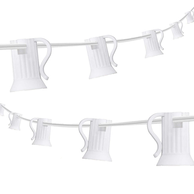 100FT C9 Light String Christmas Stringer, E17 Light Sockets 12" Spacing, C9 Stringer Set White Outdoor String Light Strand for Wedding Patio Event Lighting Decor, White Wire