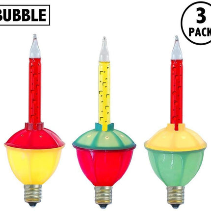 Novelty Lights Traditional Christmas Bubble Light Replacement Pack - Indoor Light Replacement Set for Christmas, Holidays, and More - C7/E12 Candelabra Base 5 Watt Light (Red and Yellow, 3 Pack)