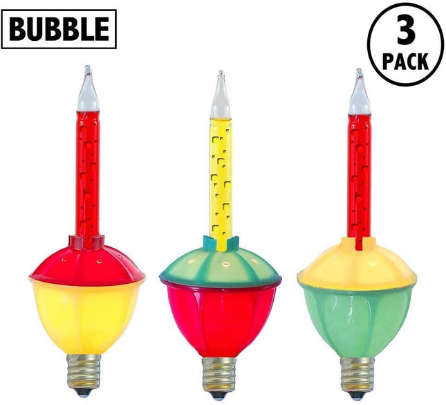 Novelty Lights Traditional Christmas Bubble Light Replacement Pack - Indoor Light Replacement Set for Christmas, Holidays, and More - C7/E12 Candelabra Base 5 Watt Light (Red and Yellow, 3 Pack)