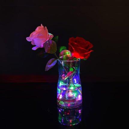 Blue Submersible Led Lights, Waterproof Tea Lights Underwater Mini Pool Lights Battery Operated Flameless for Vases Fountain Halloween Christmas Home Decorations (24 Pack)
