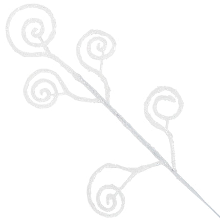 16 Pieces Christmas Tree Picks and Sprays Artificial Glitter Stems Decorative Candy Shape Curly Twigs for Xmas Tree Vase Filler Wreath Making Supplies Holiday Party Home Decor (White, 16)