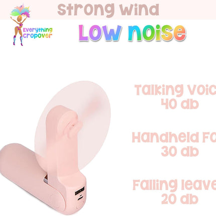 Handheld Mini Fan Portable Small Foldable Fan Phone Charger 2000 Mah Powerbank 2 Speeds Quiet Folding Pocket Fan Pink