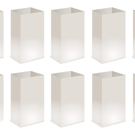 Elf Logic - Set of 10 Electric Luminary Bags (Incandescent Lights) - Plug in and Weatherproof Vellum Luminary Pathway Lighting - Reusable Luminary Bags - Perfect Outdoor Luminary Lights