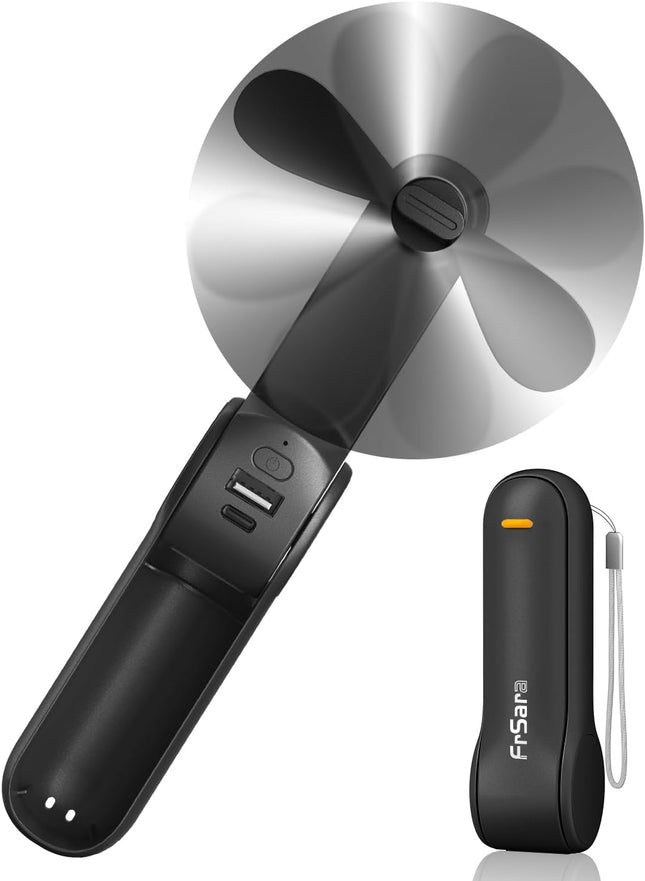 Frsara Portable Handheld Fan Rechargeable, Usb Rechargeable Small Pocket Fan, 2000Mah Battery With Power Bank, Upgraded Long Batt