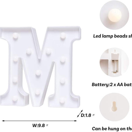 Foaky LED Letter Lights Sign Marquee Light Up Letters Sign for Night Light Wedding/Birthday Party Battery Powered Christmas Lamp Home Bar Decoration(M Sign)