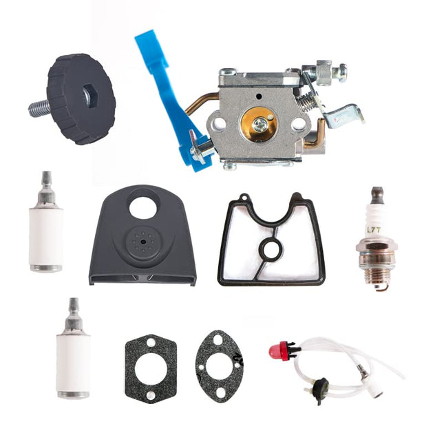 Mikatesi 125B Carburetor Tune Up Kit for Husqvarna 125B 125BX 125BVX 590460102 545081811 Leaf Blower Trimmer for Zama C1Q-W37 Carb Engine With 545112101 545109601 Air Filter & Cover kit