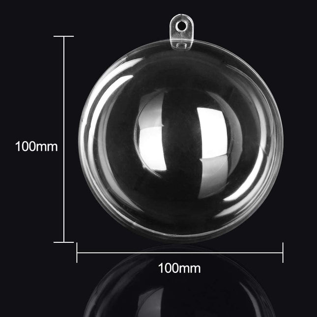 10 Pack 3.94'' Clear Plastic Fillable Ornaments for Crafts, Clear Christmas Ball Ornaments Set for Tree Holiday Wedding Party
