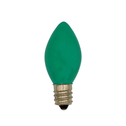 Creative Hobbies Box of 25 Light Bulbs - C7, Steady Burning - Opaque Green - 7 Watt, Extended Life, Nickel Plated Candelabra Base - Great for Night Lights, Decorative Lights and Halloween Strings