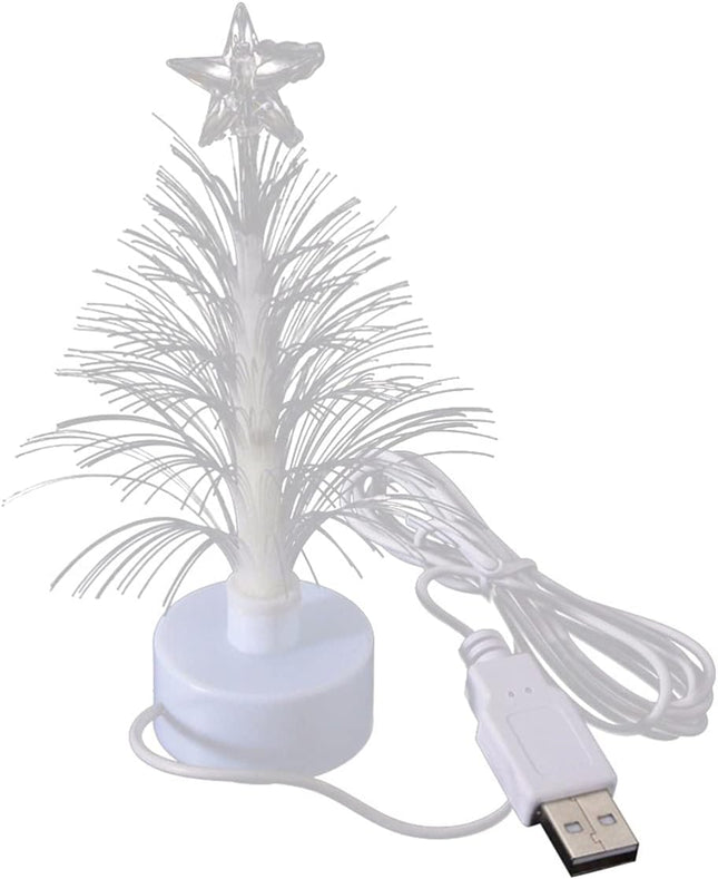 USB Power Muti-Colour Desk Glowing Fiber Optic LED Christmas Tree LED Light Glowing Lights for 5 INCH Mini 7 Colors with Top Star Light Christmas Xmas Holiday Decoration