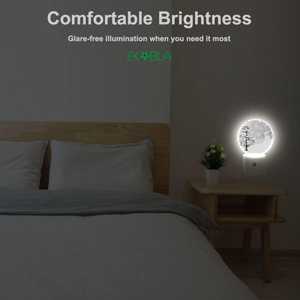 EKOBLA Snowman Night Light Winter Snowflakes Cardinals Birds on Snowy Christmas Tree Night Lights Plug into Wall Dusk to Dawn LED Lamp for Men Women Boys Girls Holiday s