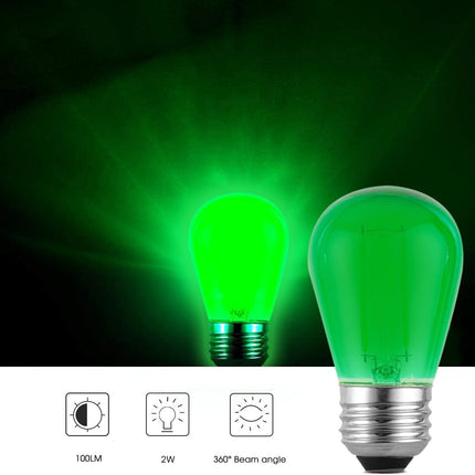 6 Pack Replacement S14 LED Christmas Light Bulbs S14 LED Bulbs for Outdoor String Lights 2W E26 Base Decor Red Light Bulbs Green Light Bulb, String Lights, Window Candle Indoor Outdoor S14 Light Bulbs