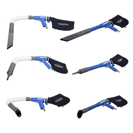 Sakai Air Powered Vacuum Kit 2 In 1 Function Air Vacuum Blow Gun And Suction Vacuum Pneumatic Vacuum Cleaner Kit With 3 Type Tube And Rotatable Brush
