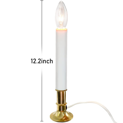 Abeja 4 Pack Christmas Electric Window Candle Lights with Gold Base, Dusk to Dawn Candle Lamps with 7W E12 Base Incandescent Bulbs Plug in Candle Lights for Window Lights Decor Party Xmas Table Top