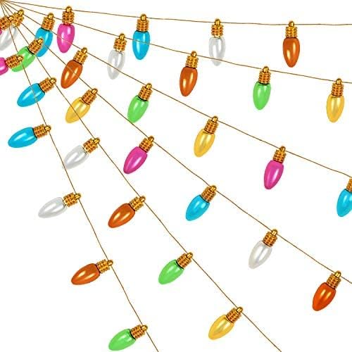 Mudder Christmas Mini Fake Light String Plastic Bulb Beads Assorted Color Bulb Beads DIY Christmas Decorations Bulb Garlands Without Electricity for Parties Craft Projects