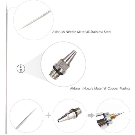 9Pcs Airbrush Nozzle Kit - 0.2mm 0.3mm 0.5mm Replacement Parts for Airbrush Spray Gun Accessories