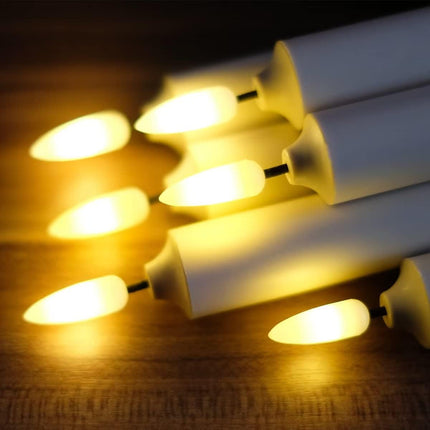 10 Pack Window Candles +20 AA Batteries(Include,Run More Than 400 Hours) + Candleholders + Suction Cups+ 2 Remote. 8'' Tall. IVORY LED Battery Powered Candle. 3D Flickering Wick, Timer Function