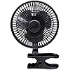 Comfort Zone 6 Inch 2 Speed Adjustable Tilt, Whisper Quiet Operation ClipOnFan With 5.5 Foot Cord And Steel Safety Grill, Black