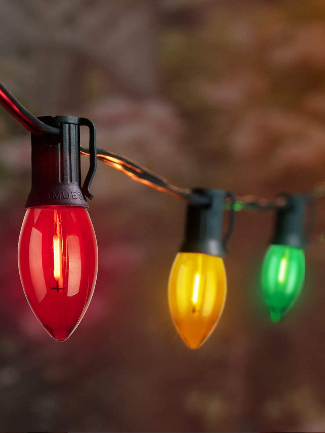 C9 Led Replacement Bulbs for Christmas String Light, Colored Light Bulbs Shatterproof for Outdoor Indoor Holiday Decoration, E17 Screw Base, Multicolor 25 Pack