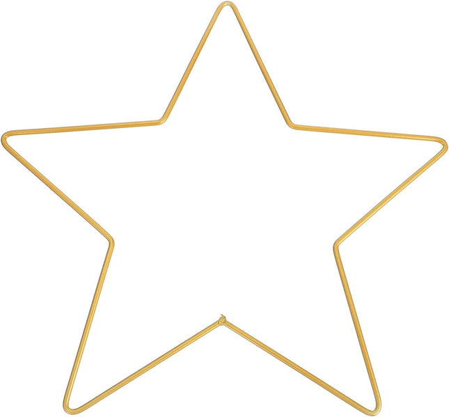 Star Wire Wreath Form Iron Metal Star Wreath Frame Pentagram Shaped Macrame Making Rings for Christmas Thanksgiving Holiday Year Decor Golden 25cm4mm
