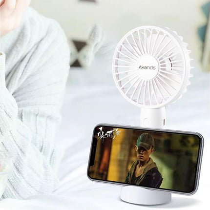 Mini Portable Electric Fan, Usb Rechargeable Handheld Fan ThreeSpeed Adjustment, Personal Fan With Phone Holder Base, Lightweight