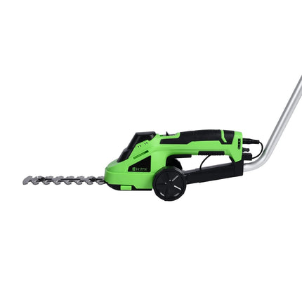 Evcitn Cordless Hedge Trimmer Electric Hand Held Grass Shear Shrubbery Clipper 7.2V Electric Grass Cutter with Rechargeable Battery and Charger Included for Garden and Lawn - Green（with Pole）