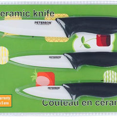 Peterson Housewares Ce0956009S 3 Piece Ceramic Knife Set, 3/4/5, Black