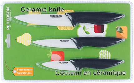 Peterson Housewares Ce0956009S 3 Piece Ceramic Knife Set, 3/4/5, Black