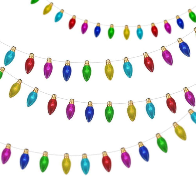 Cheerland Flat 2D Classic Colorful Light Bulb Garland Christmas Party Decoration Hanging Bulb Banner Full Color Streamer Backdrop for Birthday Year Halloween Dancing Decor (Multi Color)