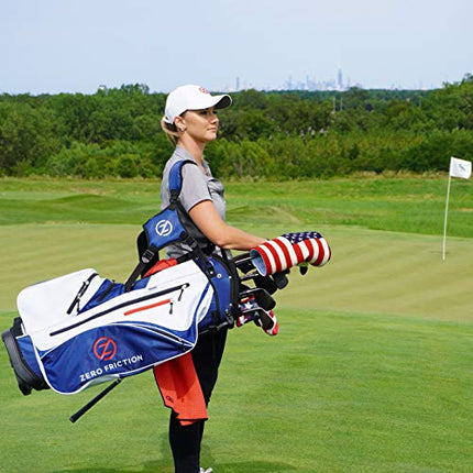 Zero Friction Golf Stand Bag, Bonus 40" Golf Towel & Men's Universal-Fit Golf Glove Included