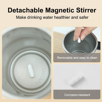 380ML Smart Magnetic Stirring Cup w/LCD & Temperature Detection Self-stirring Coffee Mug Magnetic Stirring Cup Rechargeable Automatic Mixing Cup for Coffee Tea Hot Chocolate - White