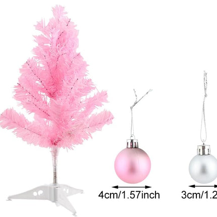 17inch Mini Small Pink Christmas Tree with 28pcs Christmas Ball Accessories, Artifical Desktop Simulation Tabletop Xmas Tree and Ornaments for Christmas Decoration Supplies(Pink)