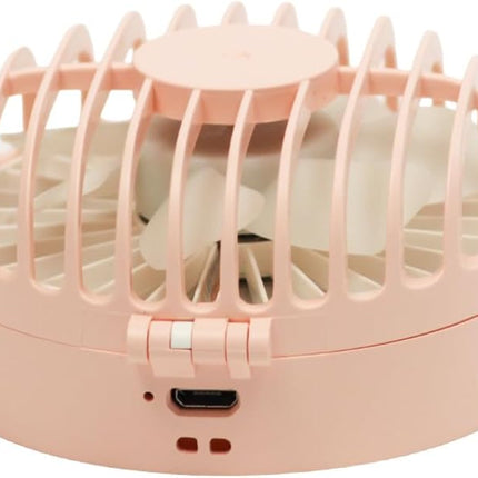 Compact Mini Fan Mirror Handheld Portable Usb Rechargeable Adjustable Speed Fan For Eyelash Extensions Makeup Travel Powder Pink