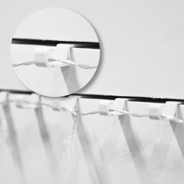 AIEX 24pcs Outdoor Light Hanging Hooks, Plastic Light String Hooks for Gutter Eaves Beam and Roof Panel, Patio Light Hangers for Halloween Christmas Year Holiday Party Decorations