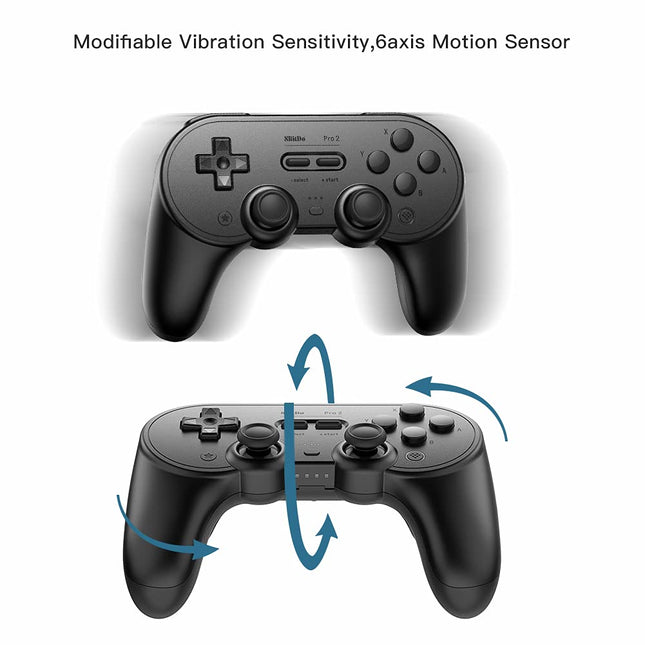 8Bitdo Pro 2 Bluetooth Controller - for Switch PC Windows Android MacOS Steam Raspberry Pi (Black)
