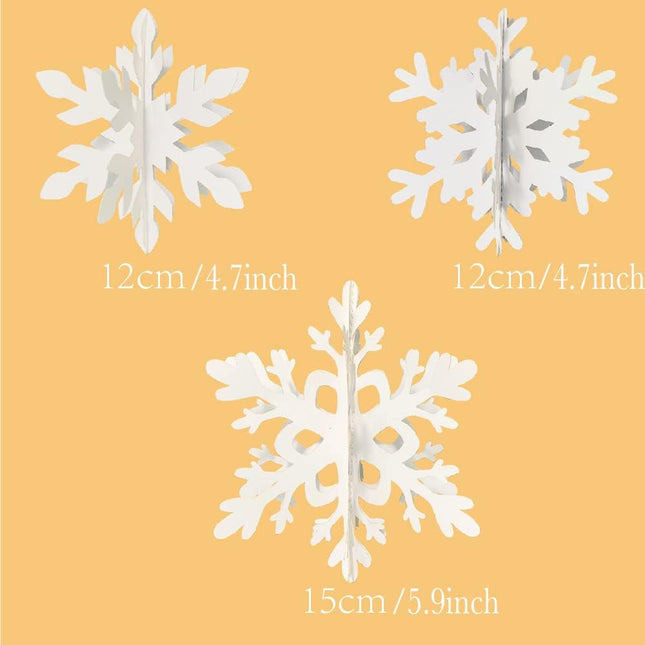 Winter Christmas Hanging Snowflake Decorations 12 Pcs Snowflakes Garland Hanging Snowflake for Christmas Winter Wonderland Holiday Year Party Home Decorations (White)