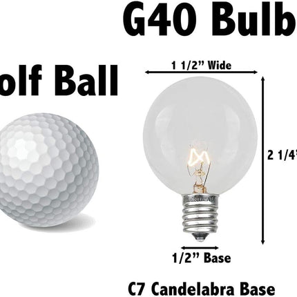 Novelty Lights 25 Pack G40 Frosted White Outdoor Globe Bulbs, Light Bulbs Glass Incandescent Bulbs With 3000 Hour Lifespan, Globe String Lights Replacement Bulbs