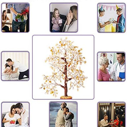 Citrine Crystal - Gem Tree - Crystal Tree of Life - Feng Shui Money Tree - Good Luck Stones and Crystals - Bonsai Tree Sculpture - Aesthetic Room Decor - Reiki Decor - Good Luck s