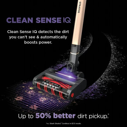 Shark Iz840H Stratos Cordless Vacuum With Clean Sense Iq, Duoclean Powerfins Hairpro, Includes Crevice Tool, Up To 50 Minute Runtime, Rose Gold Reed