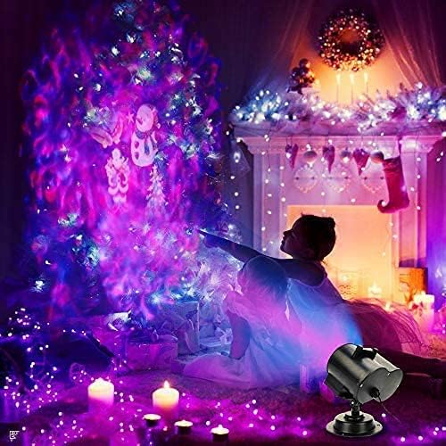 LED Christmas Projector Lights,2-in-1 Ocean Wave Projector,16 Slides 10 Colors,Remote Control Indoor Outdoor Waterproof Holiday Light for Halloween Christmas Birthday Party Garden Landscape Decoration