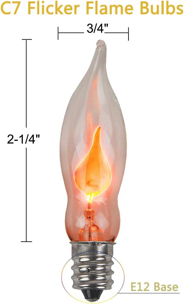 SUNSGNE Christmas Flicker Flame String Lights, 10Ft Amber Flame Lights Outdoor Patio Lights C18 Christmas String Lights for Outdoor Halloween Christmas Decoration- Green Wire