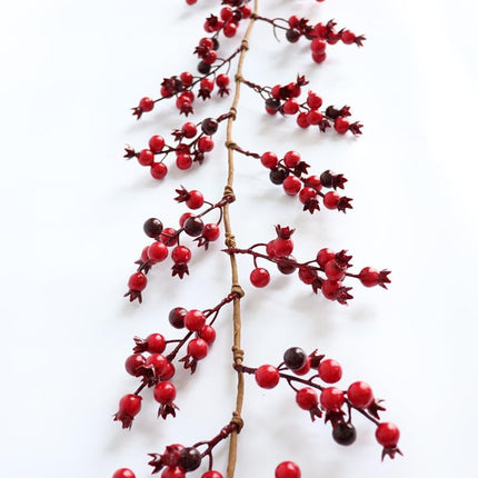 5.9 FT Christmas Red Berry Garland, Artificial Red and Burgundy Berry Christmas Garland for Indoor Outdoor Home Fireplace Decoration for Winter Holiday Year Decor (Burgundy)