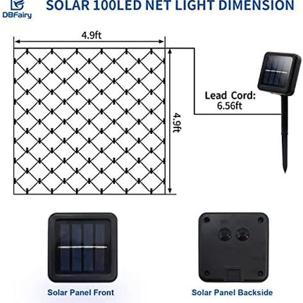 Red White Solar Powered LED Net Lights 5Ft x 5Ft,100 LEDs Christmas Bush Net Lights Solar Christmas Candy Cane Red White Net Lights,8 Modes Christmas Net Lights Solar for Christmas Outdoor Decoration