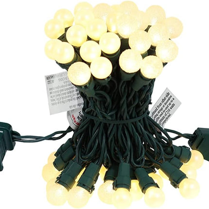 Christmas Lights 50 LED Warm White Pearl G15 Glass Berry,Globe String Light Plug in Wateproof Extendable Outdoor Indoor String Light for Holiday Party Christmas Tree Decor