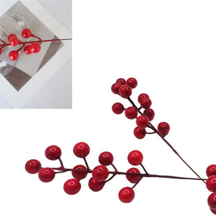 40pcs Red Berry Stems for Christmas Tree Decoration Artificial Holly, Easy to Bend, Durable - Large Red Berries Stems for Festive Decorations
