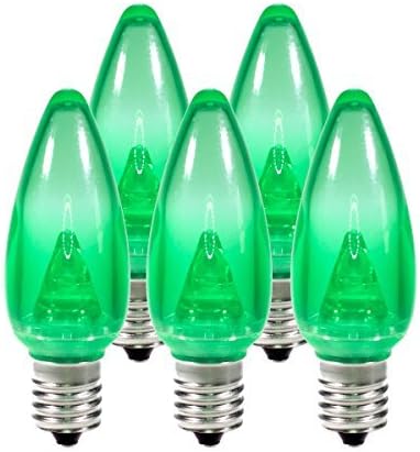Holiday Lighting Outlet Smooth C9 Christmas Lights Green LED Light Bulbs Holiday Decoration Warm Christmas Decor for Indoor & Outdoor Use 3 SMD LEDs in Each Light Bulb Set of 25